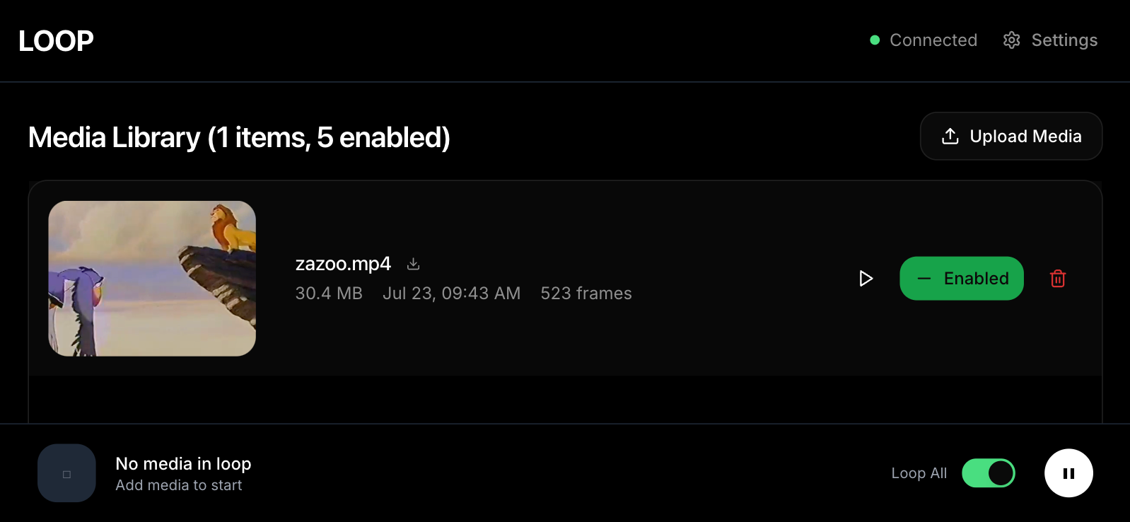 loop screenshot display