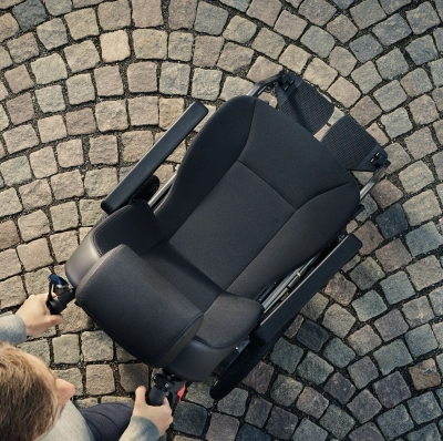 Top-down view of Carony wheelchair system with ergonomic seat