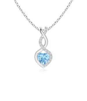 Aquamarine Infinity Heart Pendant with Diamonds
