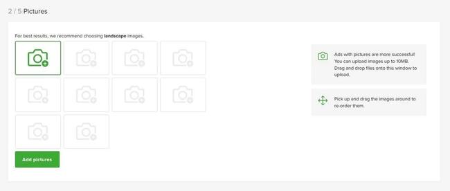 Gumtree upload photos page