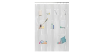 Maytex Clear PEVA Shower Curtain with Mesh Pockets