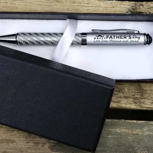 Deluxe Engraved Carbon Fibre Pen Set