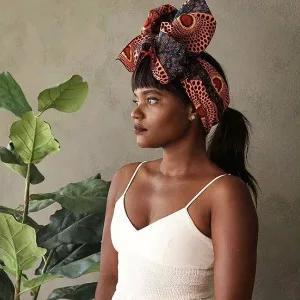 Model in boho headdress