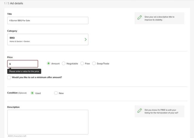 Gumtree provide product page