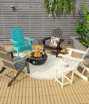 Folding Adirondack Chair with Cup Holder for Outdoor