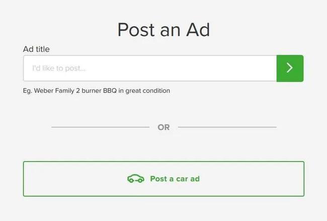 Gumtree create ad page