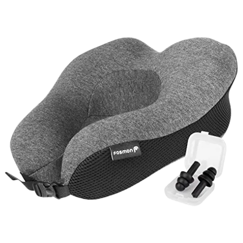 Fosmon Travel Neck Pillow with Earplugs