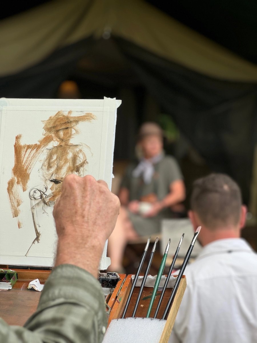 A guest sketching from life during a workshop demonstration