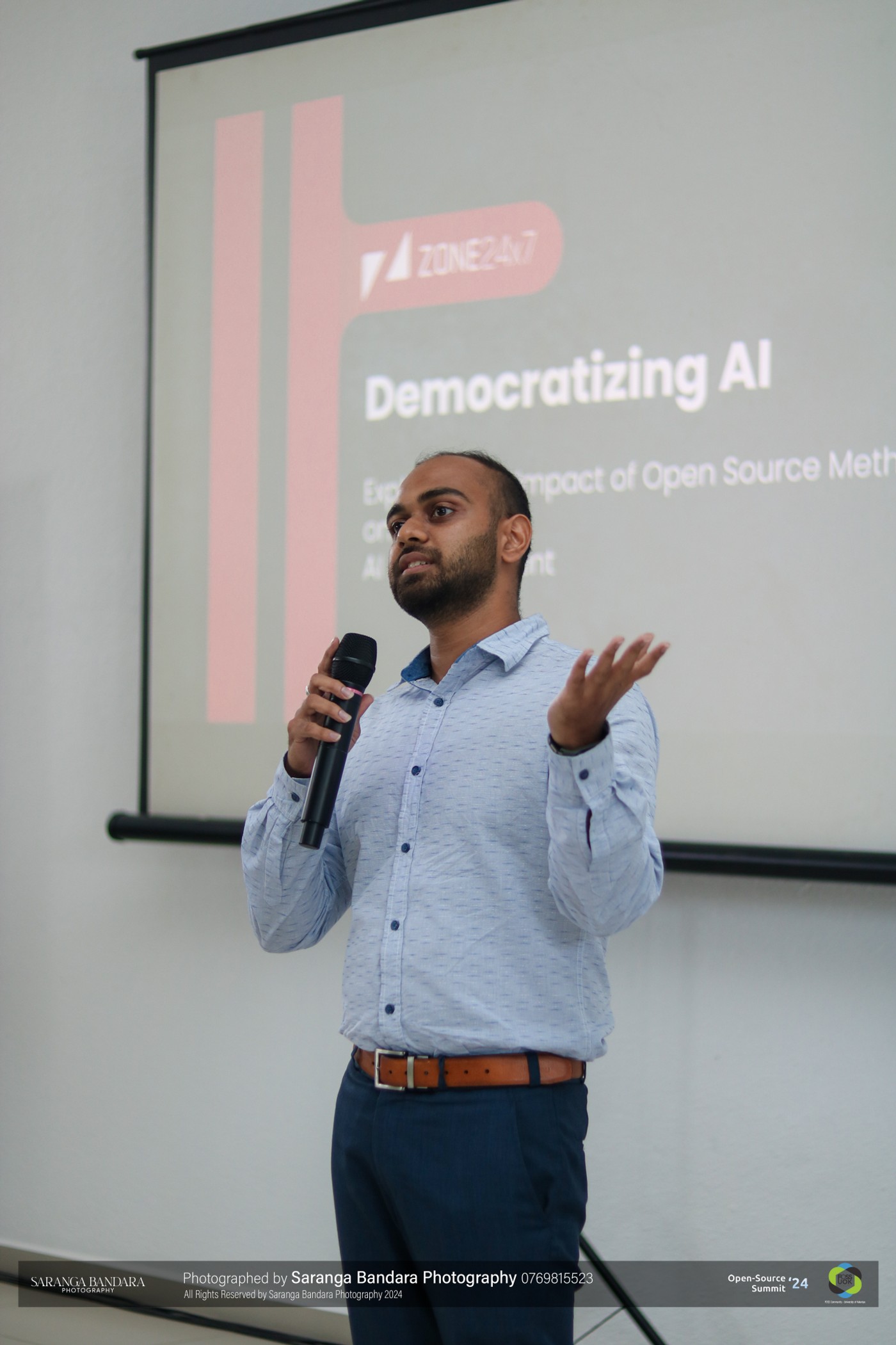 Kanishka Wijayasekara, Associate Lead Machine Learning Engineer @ Zone24x7 delivering a session at Open-Source Summit '24