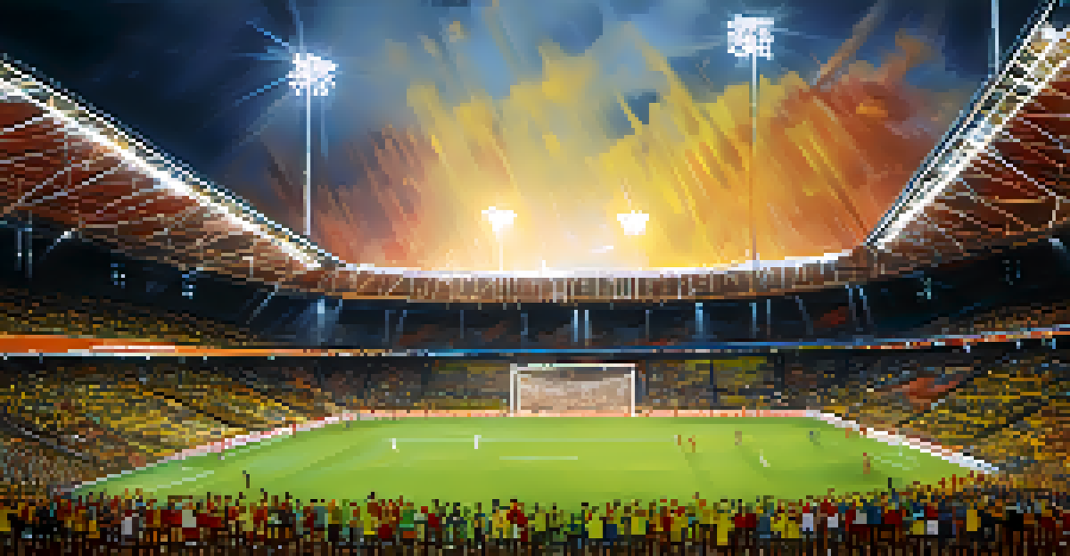 A vibrant night football match at Estádio Arruda in Recife, with passionate fans and bright stadium lights creating an exciting atmosphere.