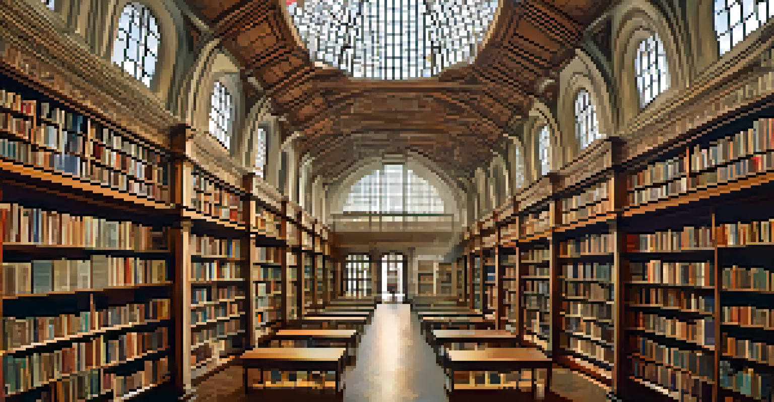 Interior of the Biblioteca Mário de Andrade in São Paulo, showcasing beautiful architecture and rows of bookshelves.