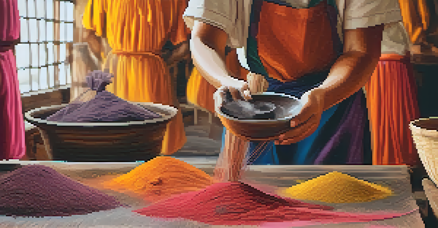 Hands extracting natural dyes from plants in a workshop, showcasing vibrant colors and the crafting process.
