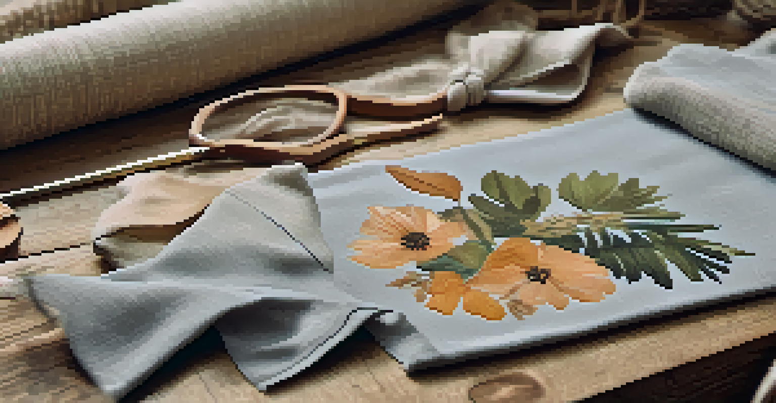 A close-up view of sustainable fashion items made from organic materials, featuring natural textures and earthy colors on a rustic table.