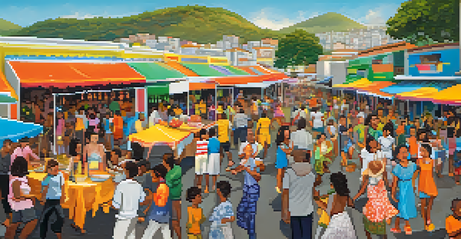 Families enjoying traditional food and live music at Feira de São Cristóvão in Rio de Janeiro.