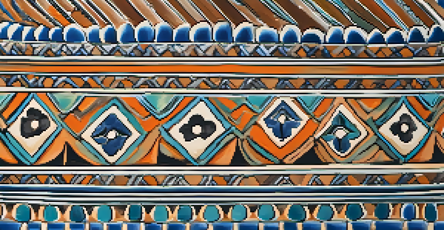 A detailed close-up of a colorful traditional Brazilian pottery piece with intricate hand-painted designs and visible clay texture.