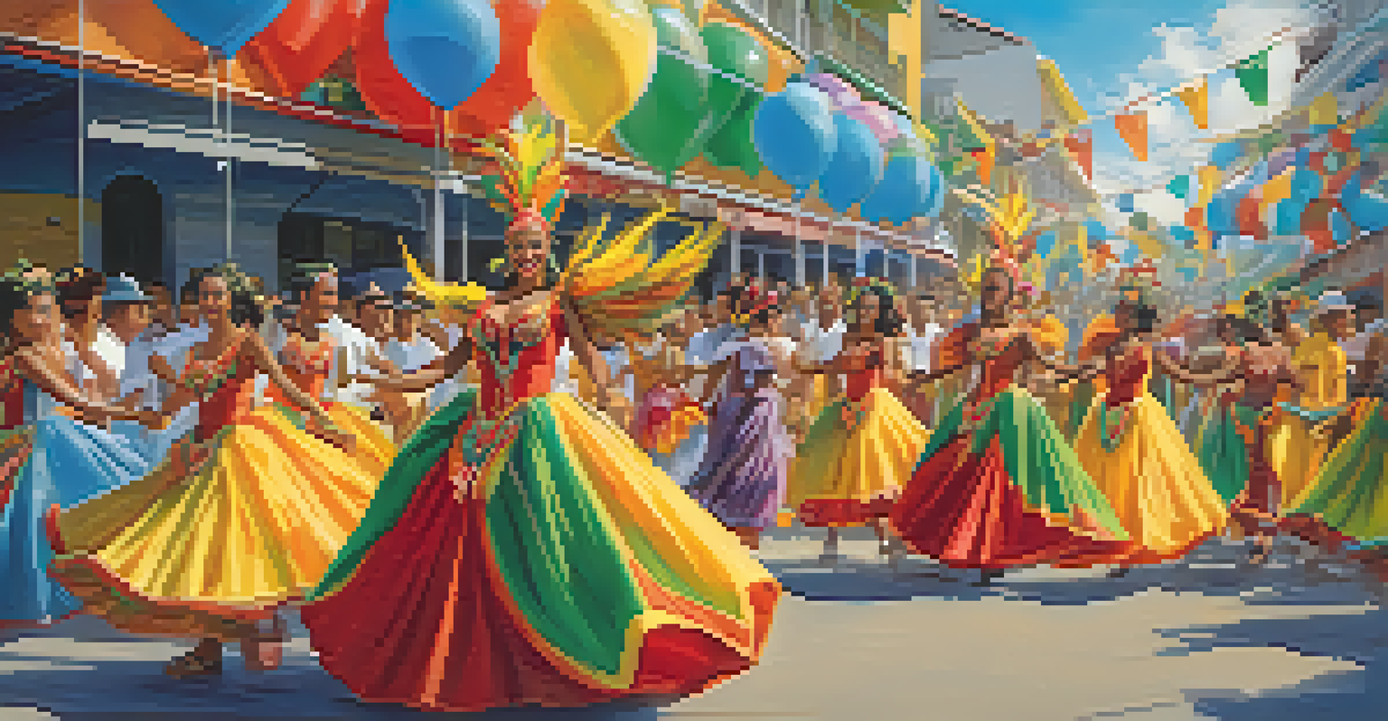 Dancers in bright costumes swirling capes at the Frevo Carnival in Recife, with a lively crowd in the background.