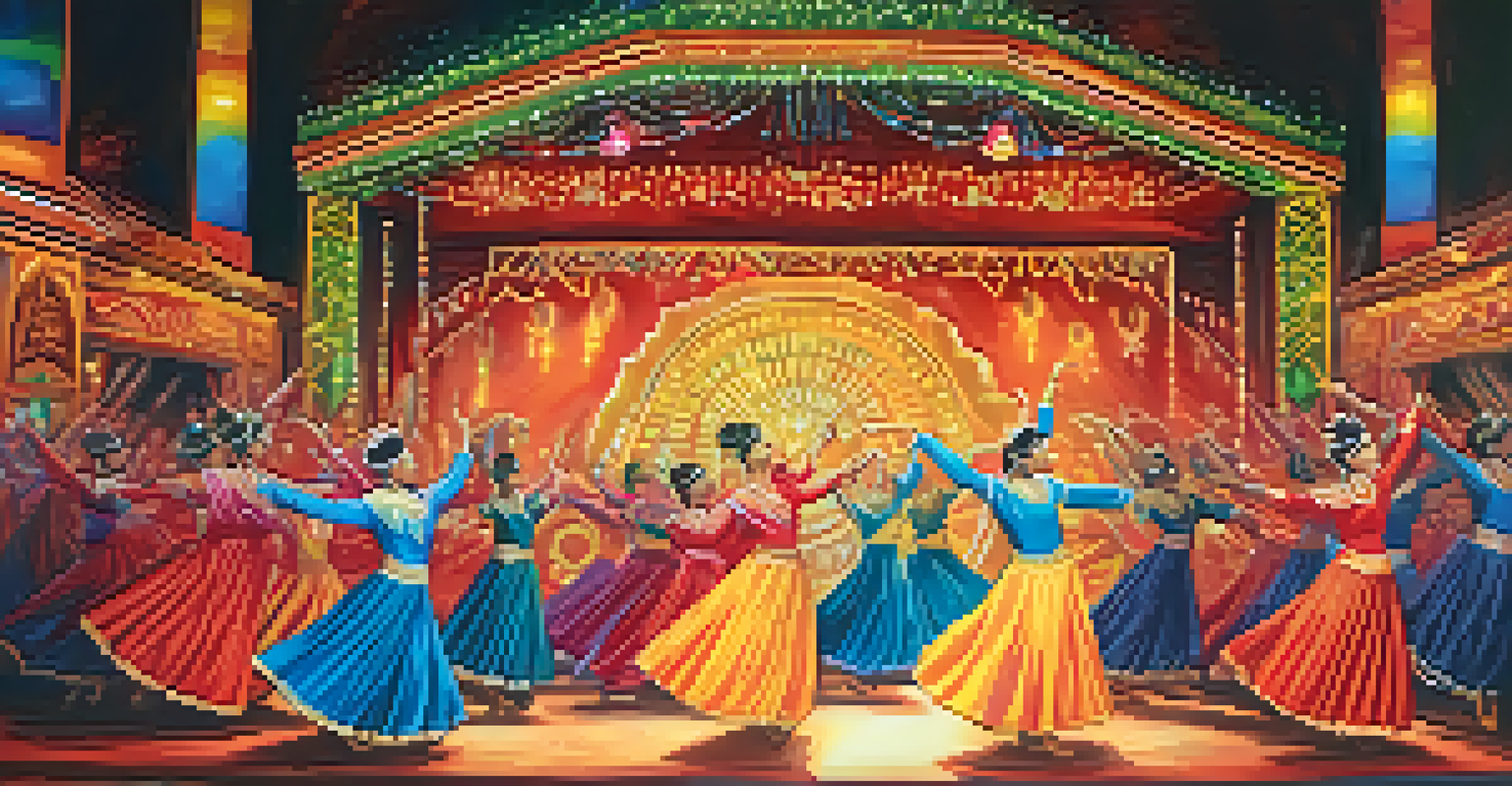 Dancers in colorful costumes performing at the Parintins Folklore Festival, expressing joy and passion through dance.