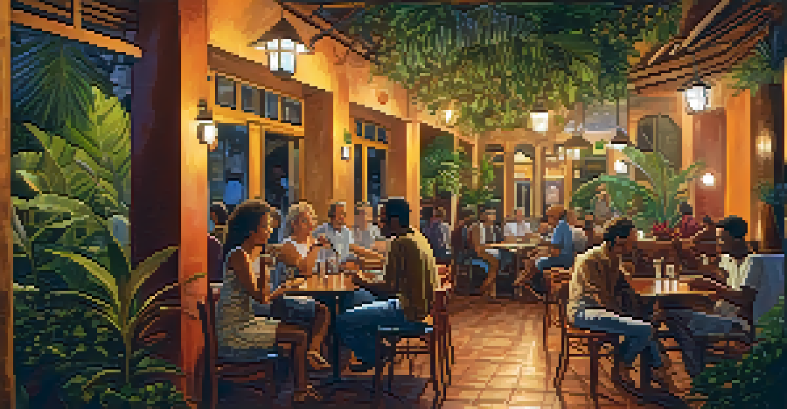 A musician performing bossa nova in a cozy café with warm lighting and patrons enjoying the music.