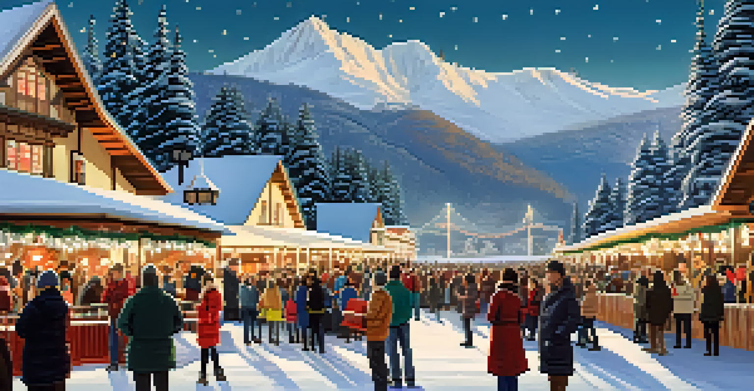 An outdoor classical music concert during the Festival de Inverno in Campos do Jordão, with a beautiful mountain backdrop and attendees dressed warmly.