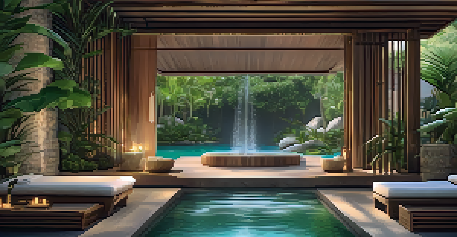 An upscale spa at a Brazilian luxury resort with guests receiving massages in a tranquil setting.