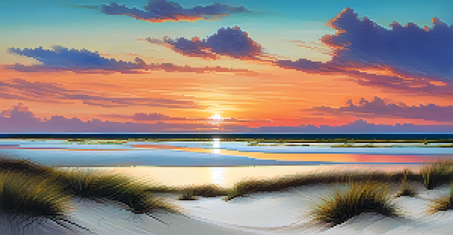 Sunset over Lençóis Maranhenses with white sand dunes and turquoise lagoons.