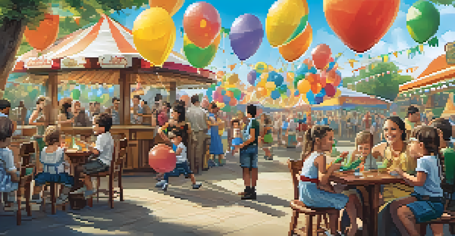 Families enjoying a family-friendly area at Oktoberfest Brazil with children participating in face painting and games amidst colorful decorations.