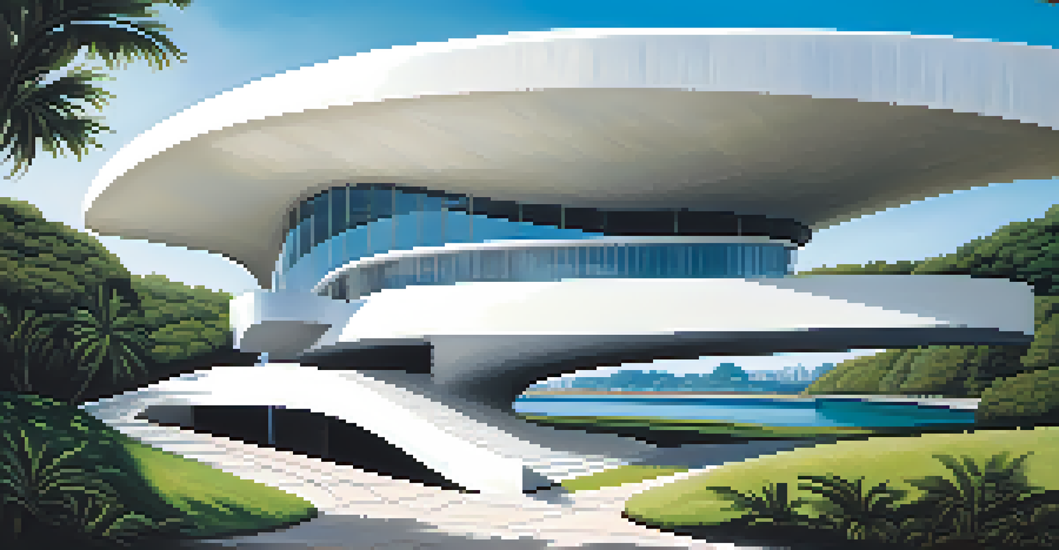 Close-up of Niterói Contemporary Art Museum with bold curves.