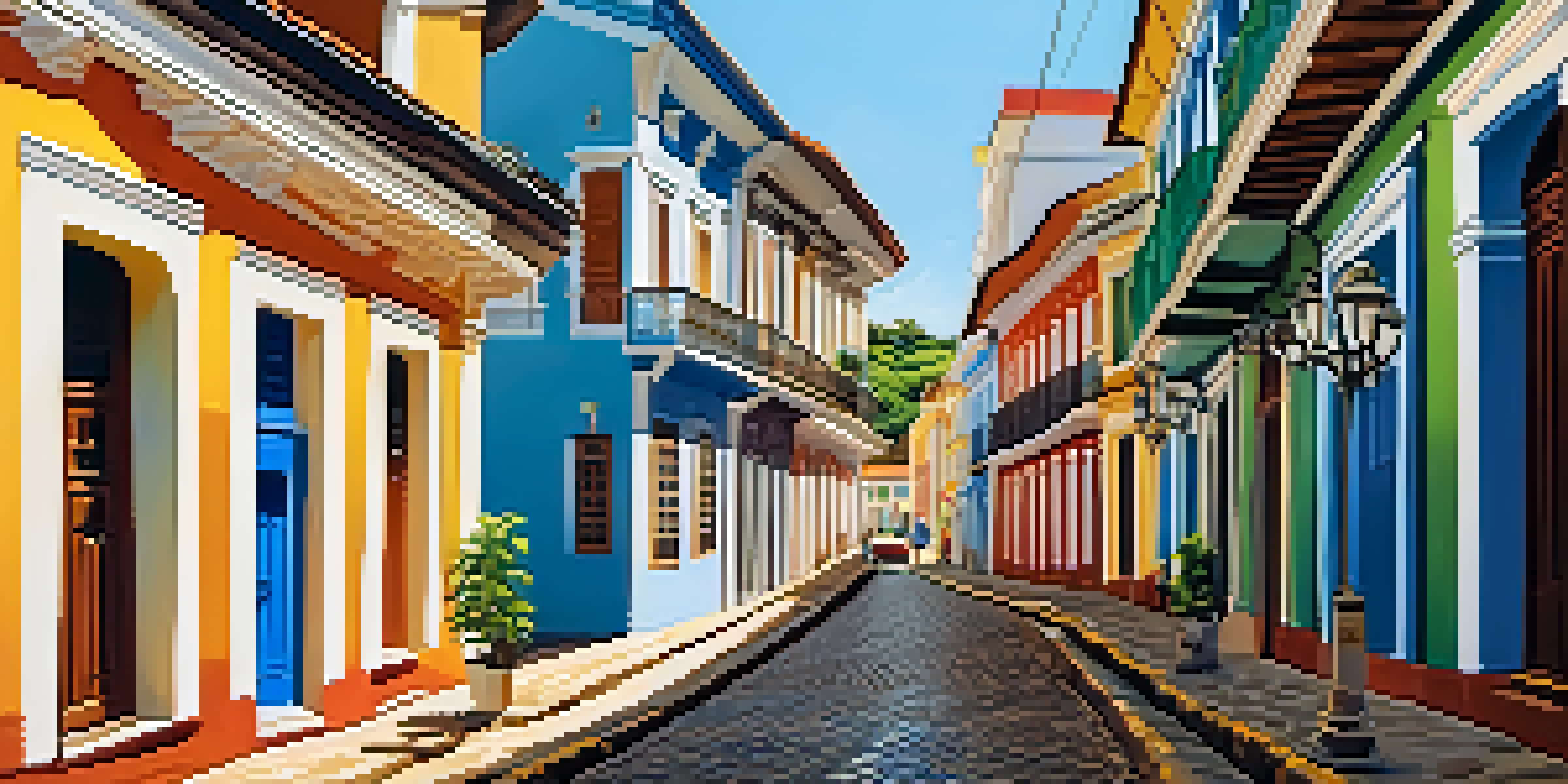 A colorful and lively street scene in Pelourinho, Salvador, with families walking along cobblestone streets and enjoying music and art.
