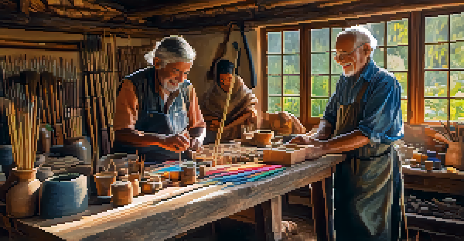 A local artisan demonstrating traditional crafts inside an eco-lodge, with natural light illuminating the scene.