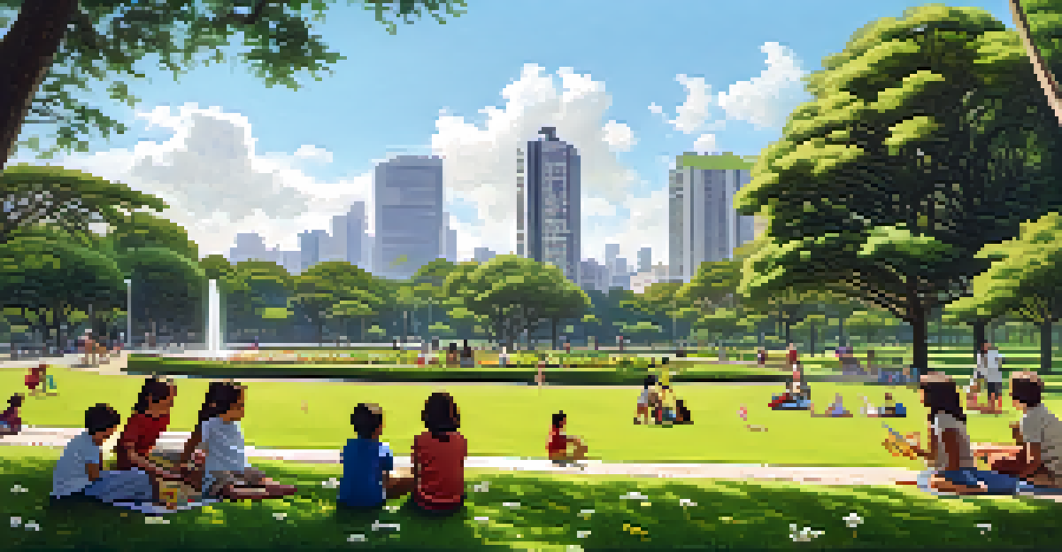 Families picnicking in Parque da Independência with the Museu Paulista in the background.