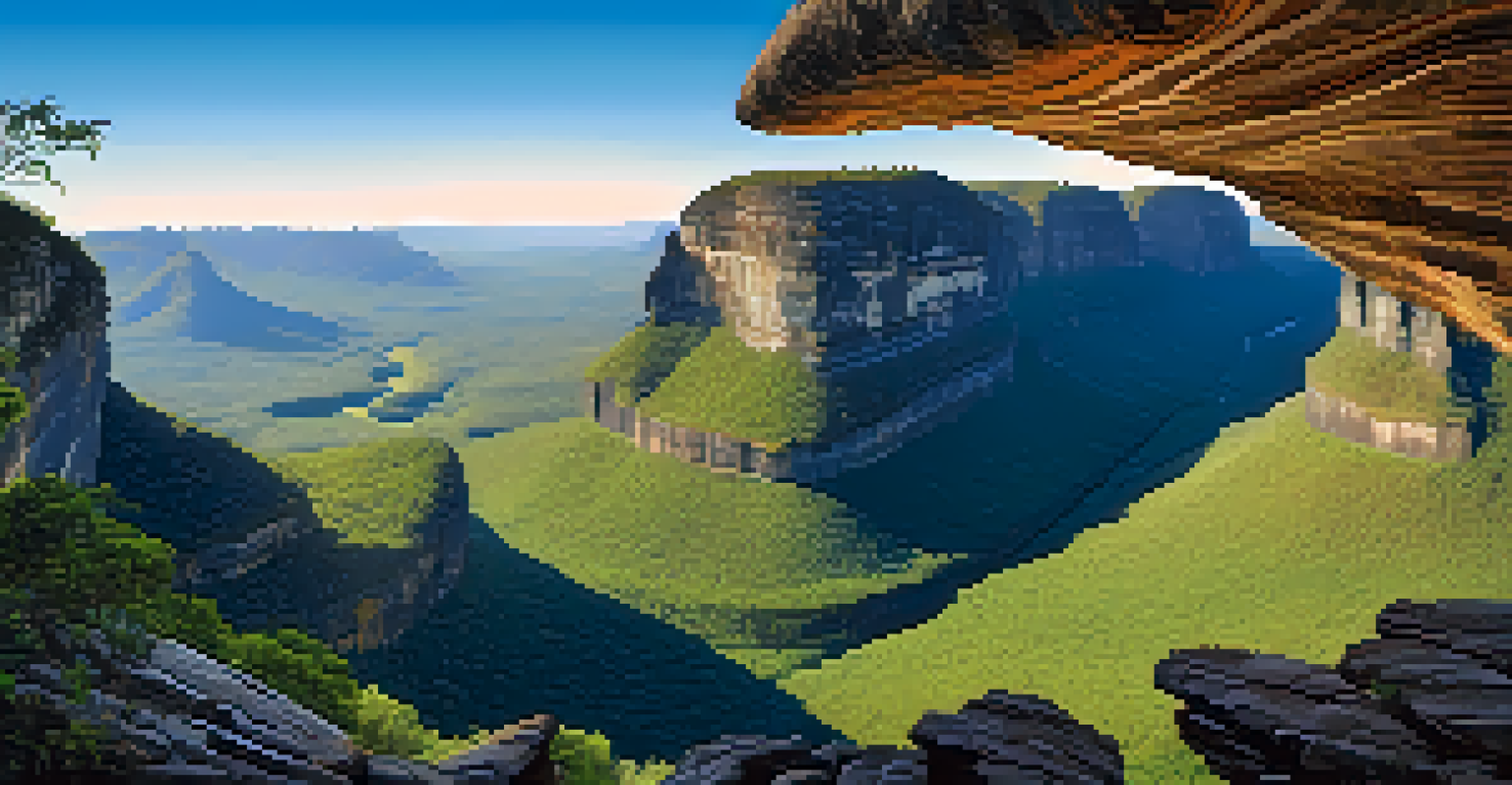 A stunning view of Chapada Diamantina National Park with cliffs, valleys, and a hiker on a winding trail, showcasing the natural beauty of the landscape.