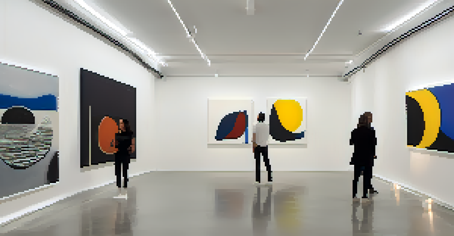 Visitors exploring a contemporary art installation in a modern gallery.
