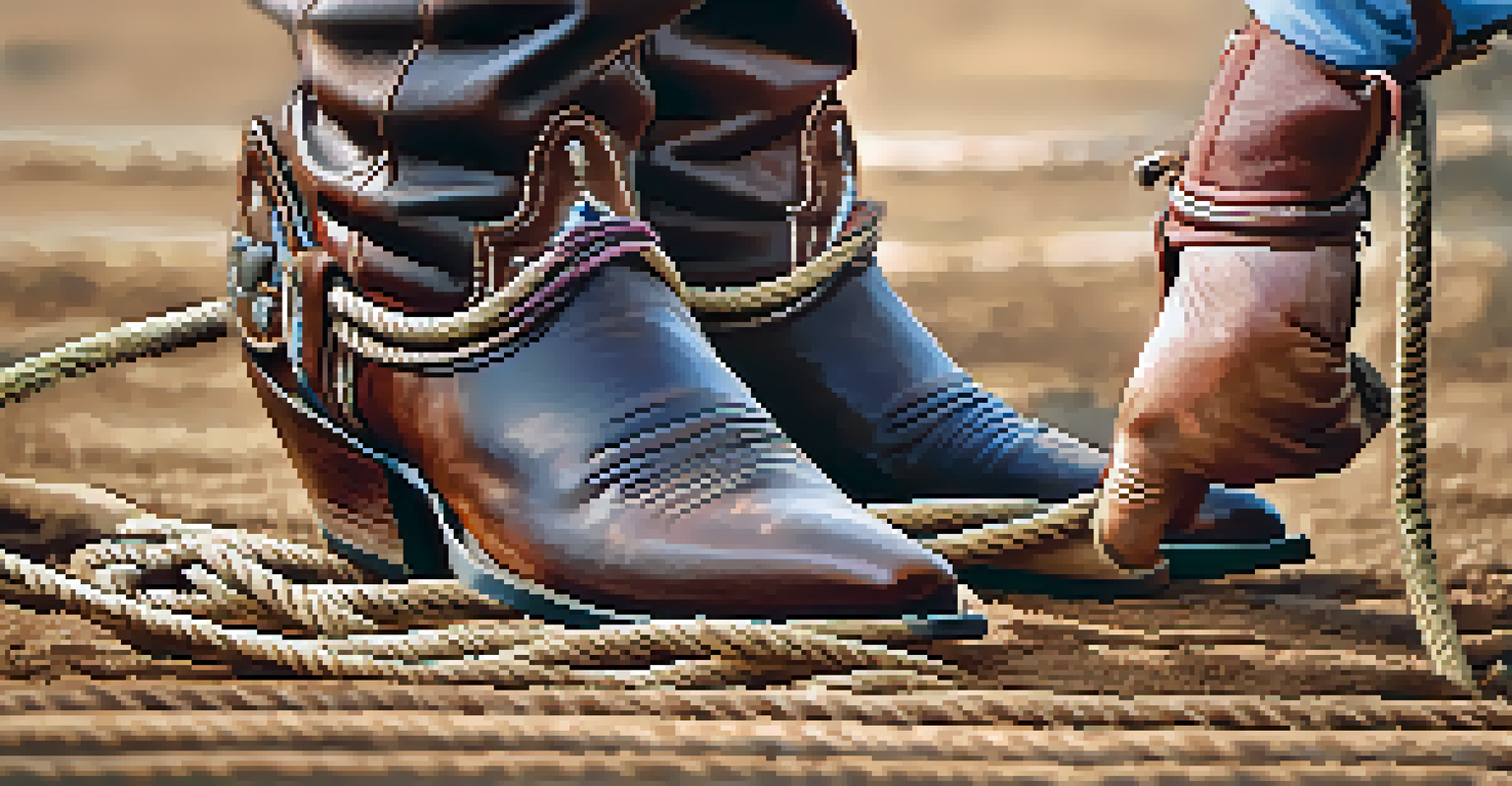 A close-up image of a cowboy roping a calf, focusing on the hands and rope, with a blurred background capturing the rodeo action.