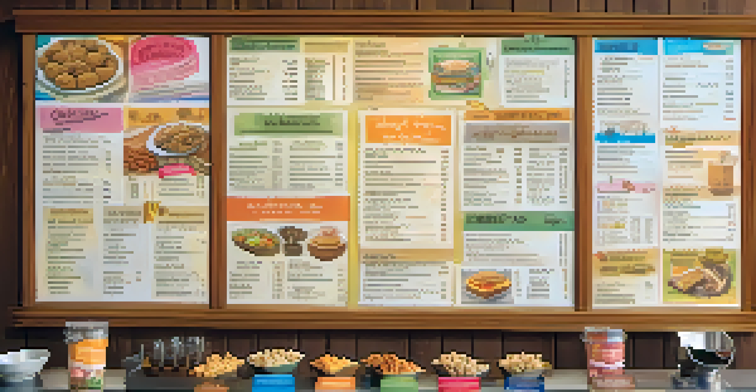 A menu board at a pet-friendly restaurant showcasing meals for both pets and their owners, decorated with colorful chalk art.