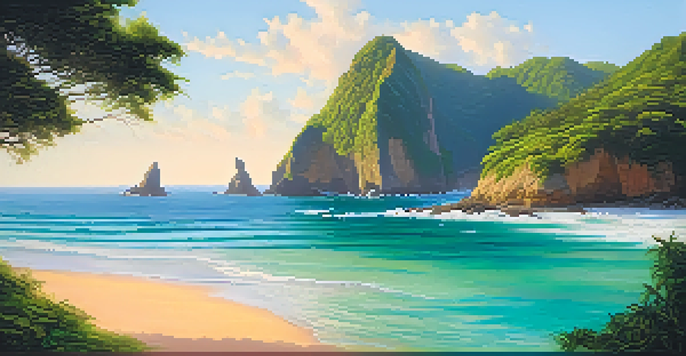 A scenic beach view of Praia do Sancho with cliffs, golden sand, and turquoise water during sunrise.