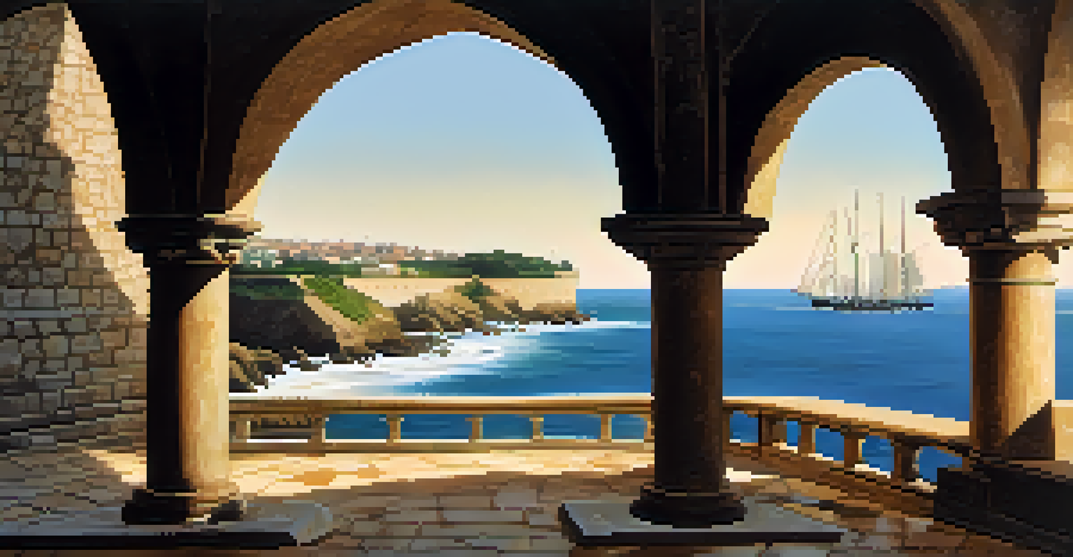Panoramic view of Forte dos Reis Magos in Natal, with waves and sailboats in the background.