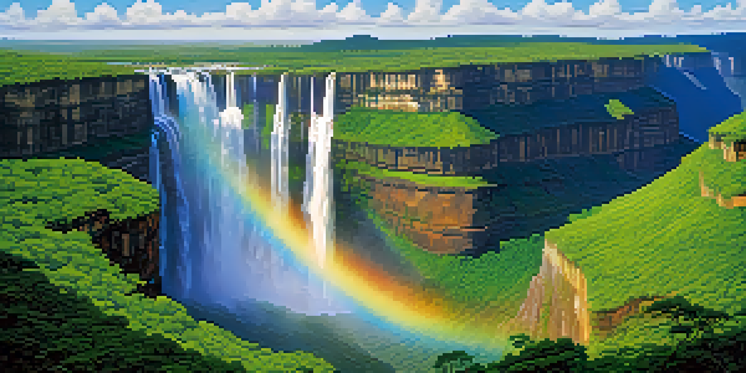 A vibrant view of Chapada Diamantina National Park with waterfalls, canyons, and colorful birds in Brazil.