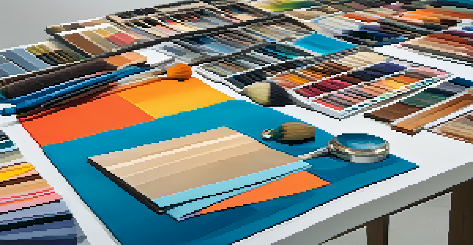 A designer's table featuring sustainable fabrics in vibrant colors, surrounded by tools of the trade like scissors and sketchpads, showcasing creativity in fashion design.