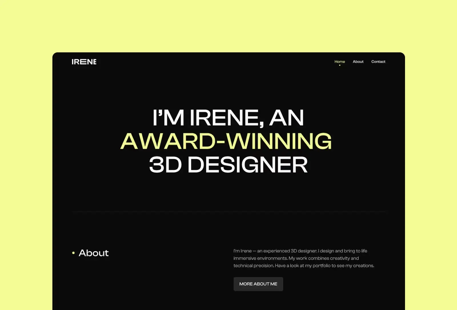 Irene Framer template by Bryn Taylor