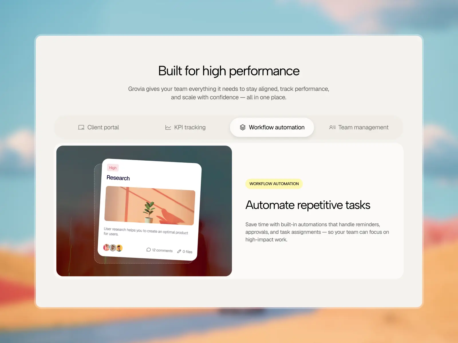 Grovia Framer template