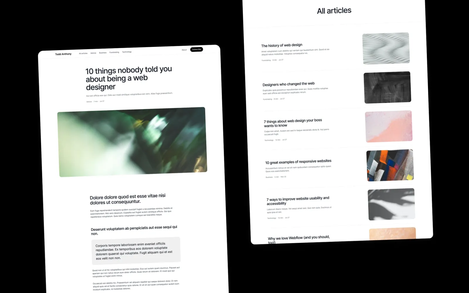 Column Webflow template by Bryn Taylor
