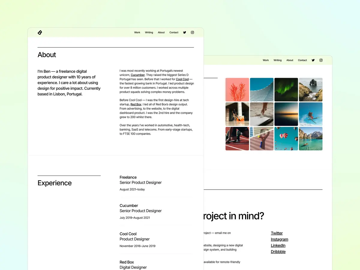 Sharp Framer portfolio template screenshot 3