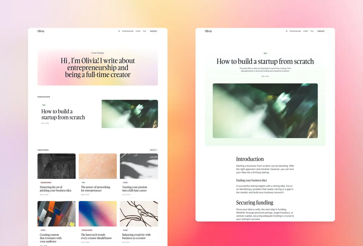 Compose Framer template screenshot 2