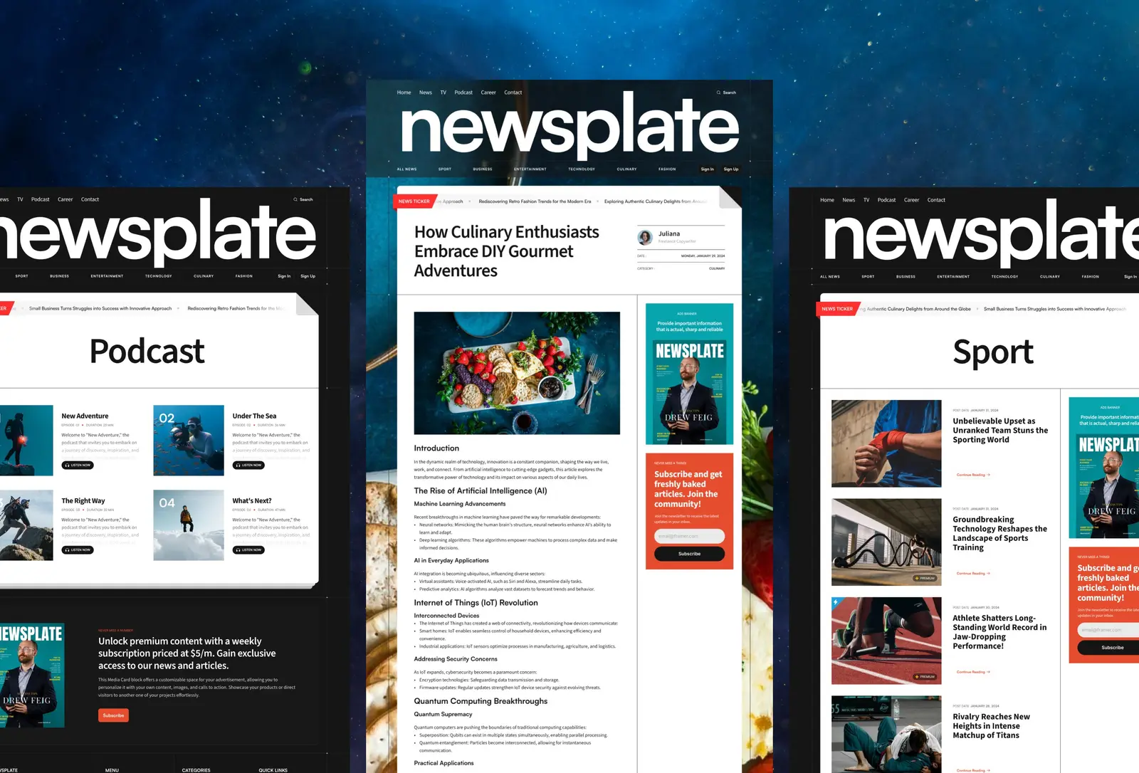 Newsplate Framer template