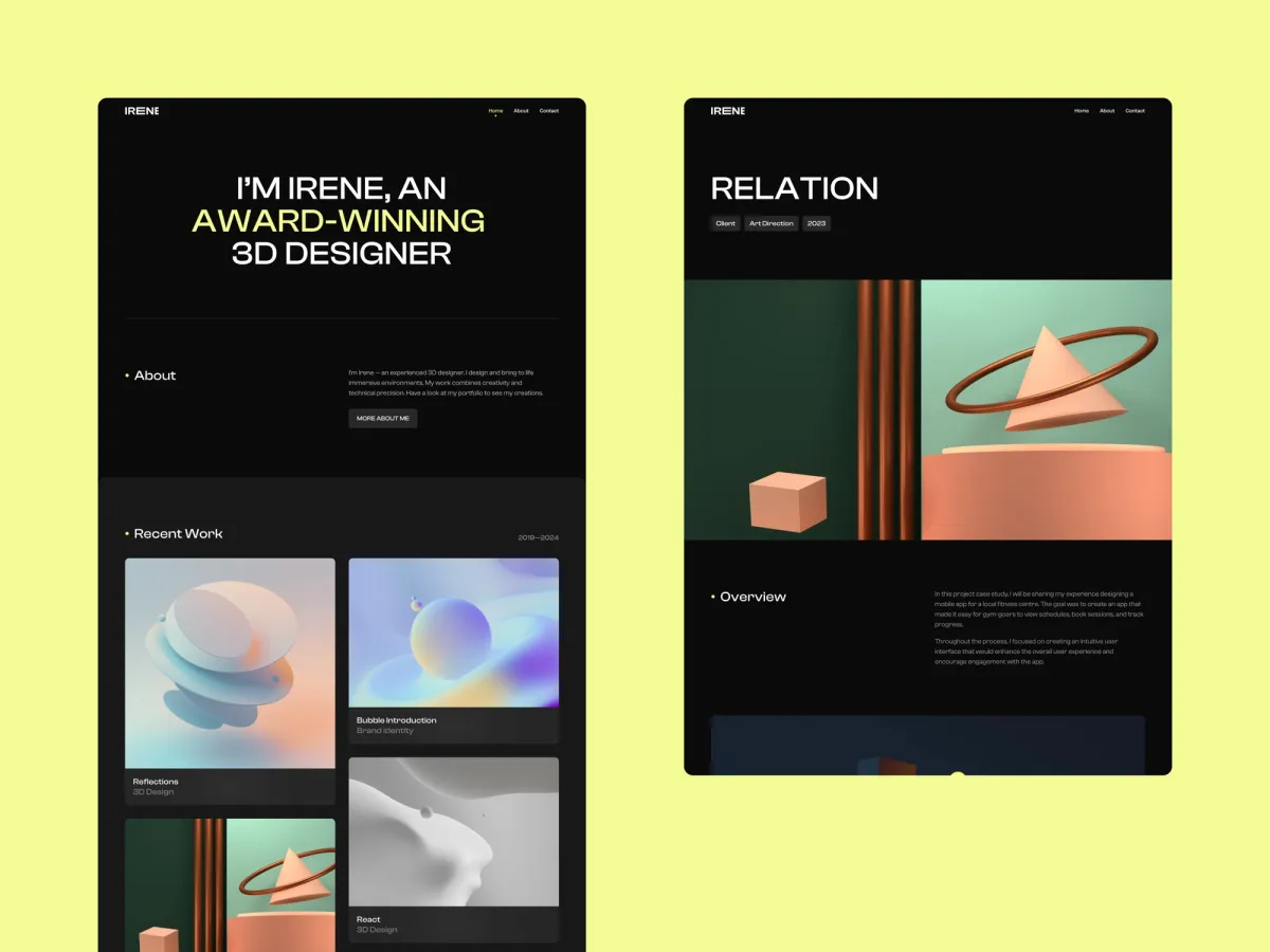 Irene Framer template screenshot 2