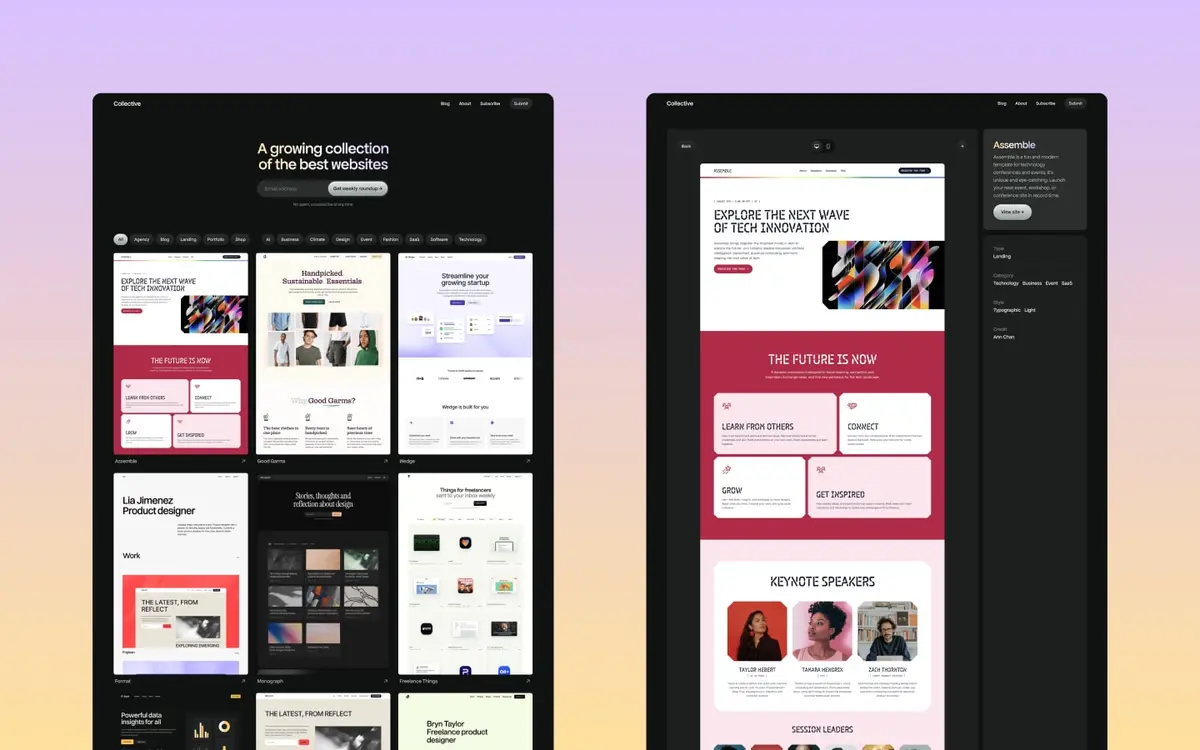 Collected Webflow template screenshot 2