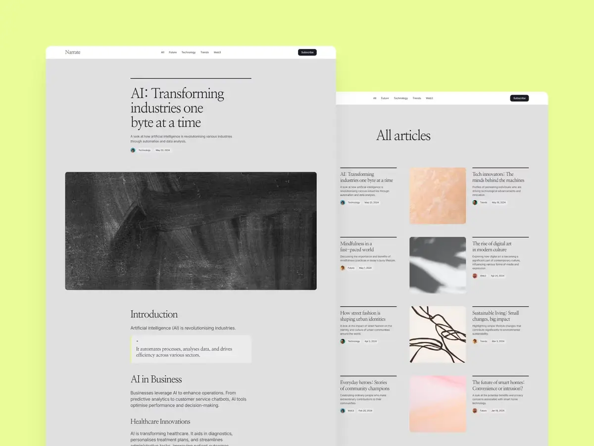 Narrate Framer template screenshot 5