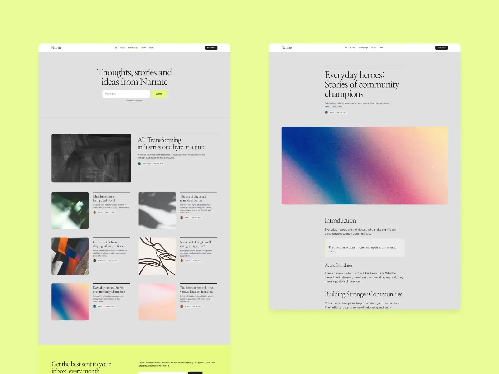 Narrate Framer template by Bryn Taylor