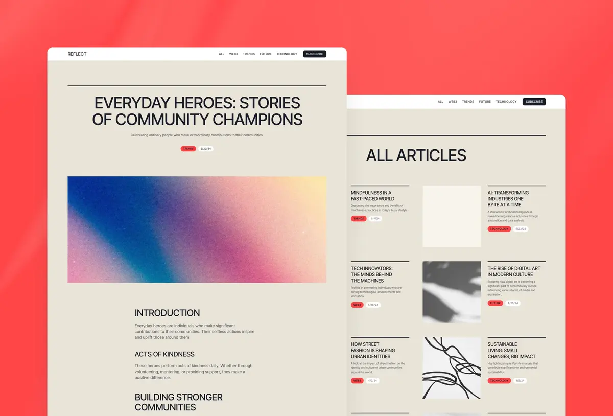 Reflect Framer blog template screenshot 5