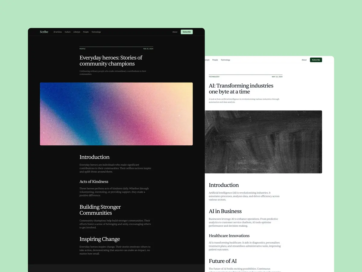 Scribe Framer blog template screenshot 3